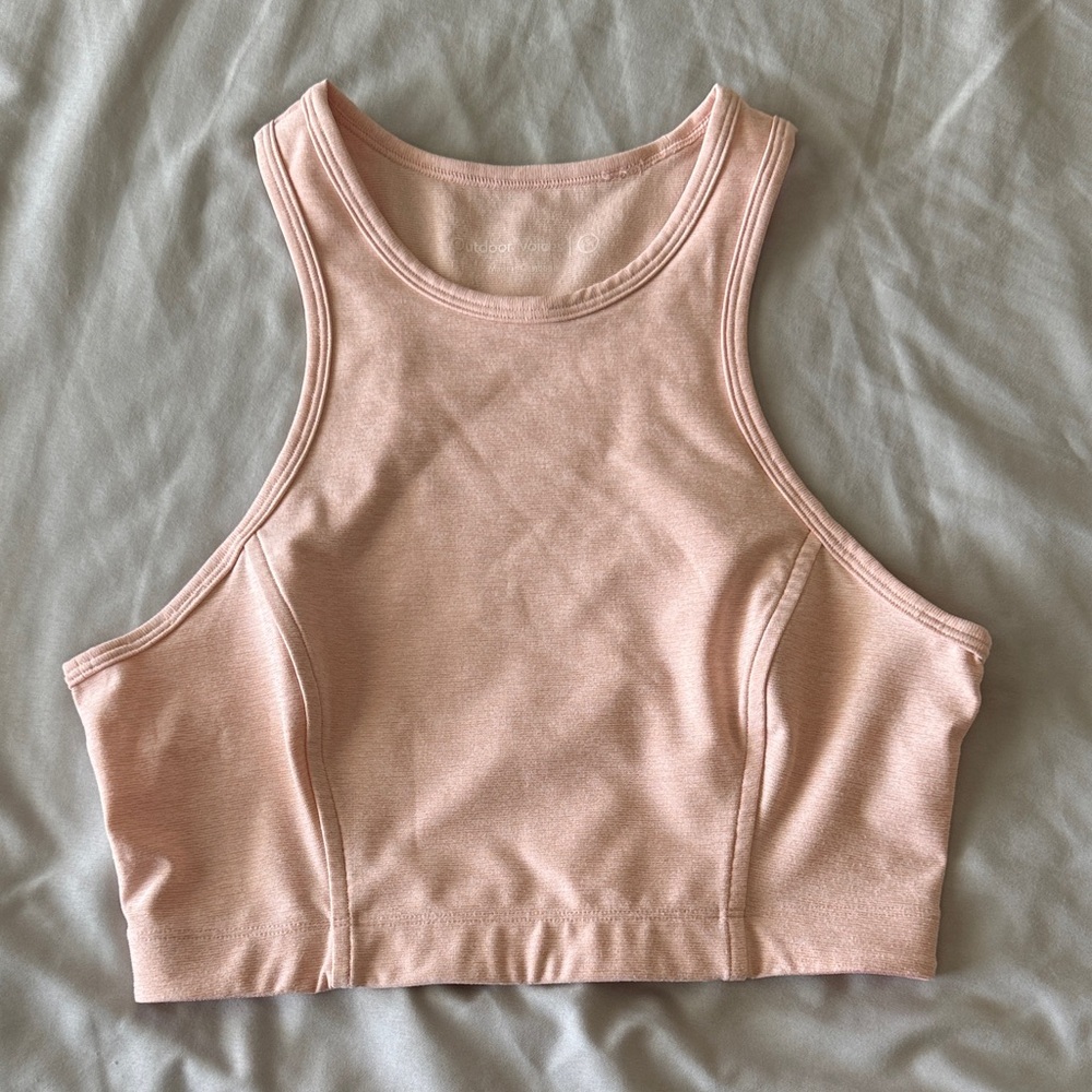 Outdoor Voices Blush Pink High-neck Longlibe Sports Bra